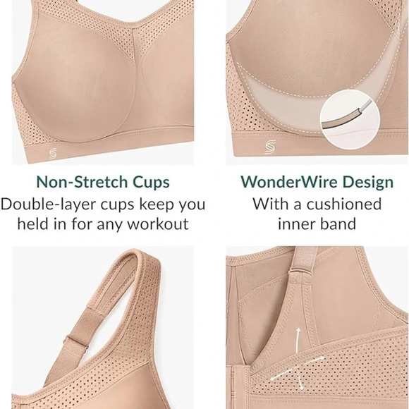 Glamorise Women's Plus Size Hi-Impact black  Sports Bra underwire 44H - Picture 7 of 13